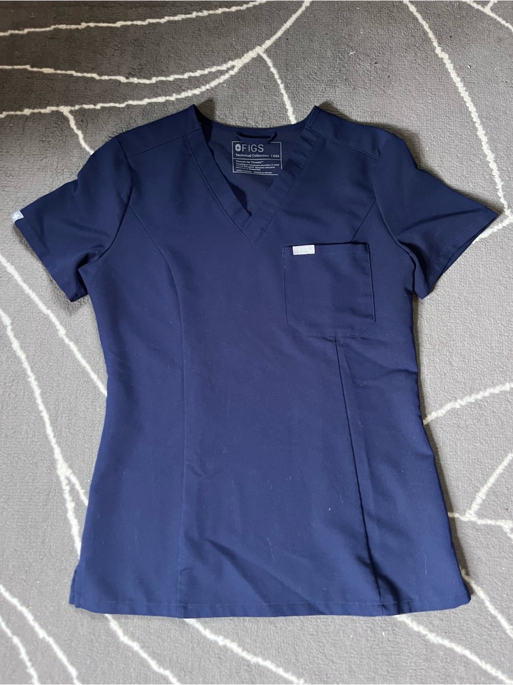 Figs Navy Catarina Slim Scrub Top